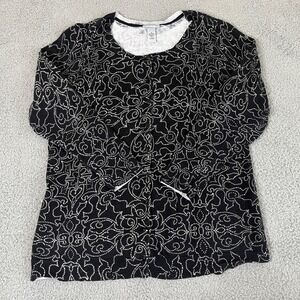 Catherines Cardigan Sweater Womens Size 1X Black White Cotton Basic Everyday